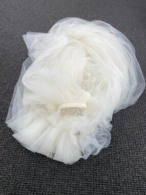New! Blush Champagne Raw Edge Cathedral Length Wedding Veil 108'' with Comb